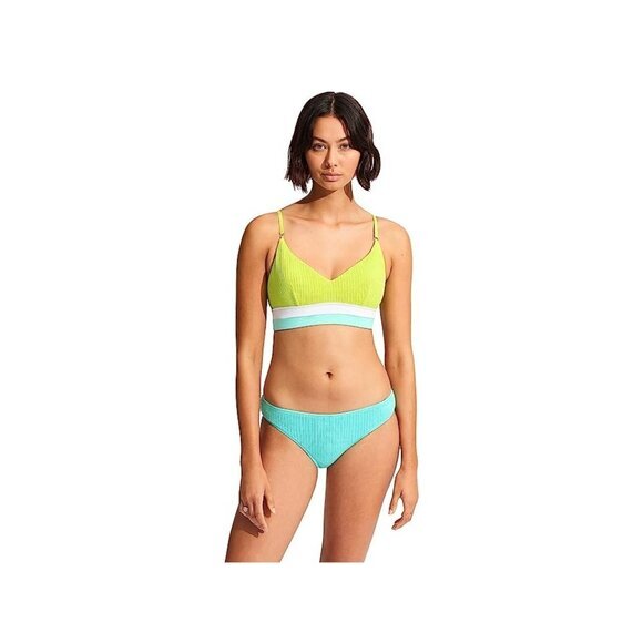 Seafolly Other - Seafolly Slice Of Splice Bralette Bikini Top Lime & Aqua Size 8 Convertible NWT